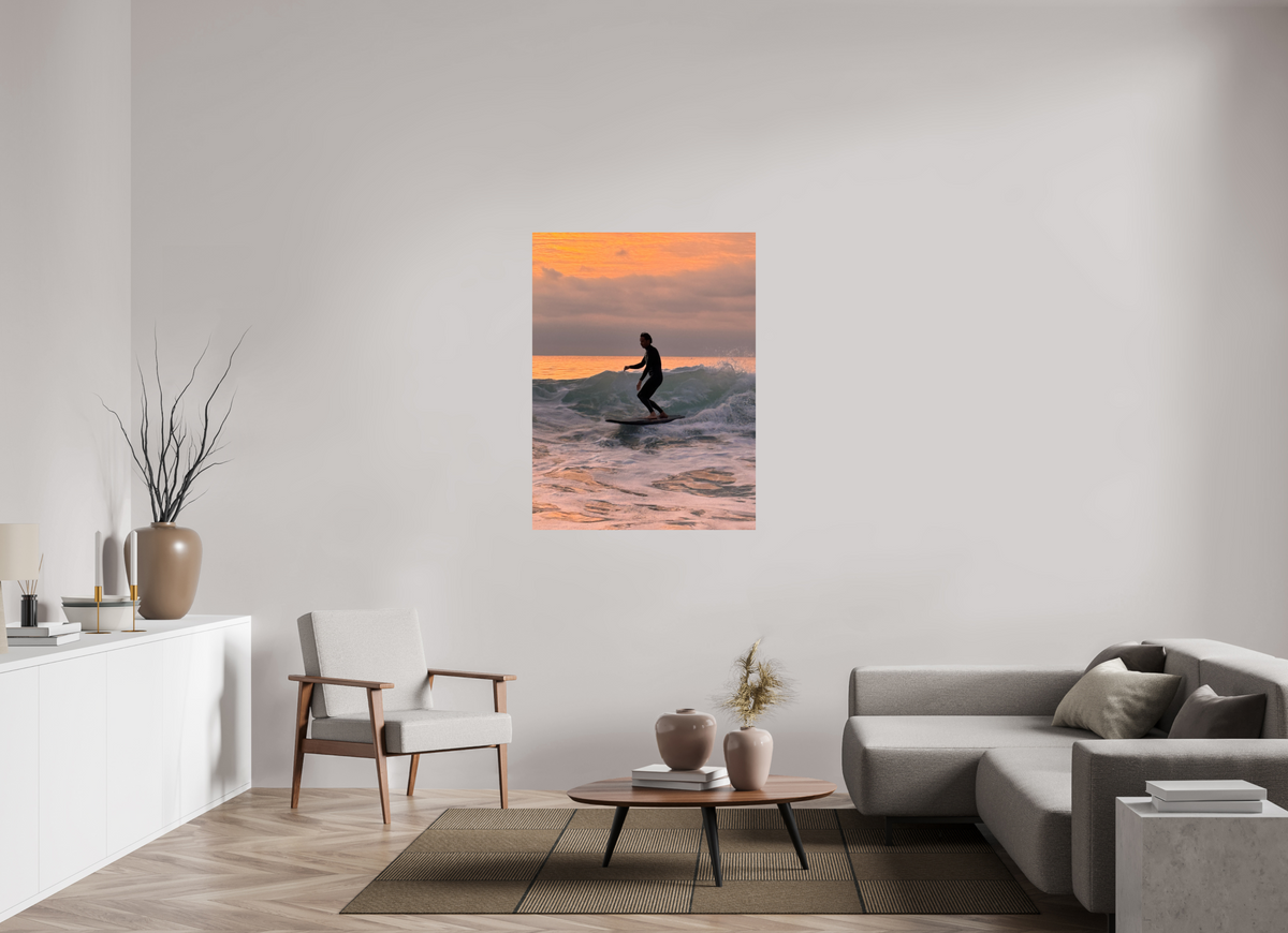 36 x 48″, Photo Print On Fuji Crystal DP II "Free Ride" Sunset Surf Photography