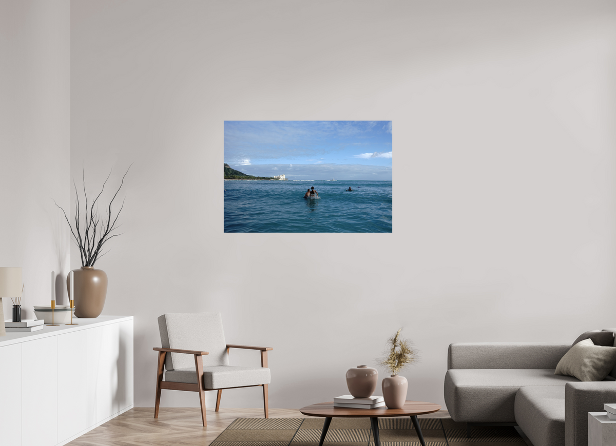45 x 30″, Photo Print On Fuji Crystal DP II Kids in the Water at Sunset in Waikiki