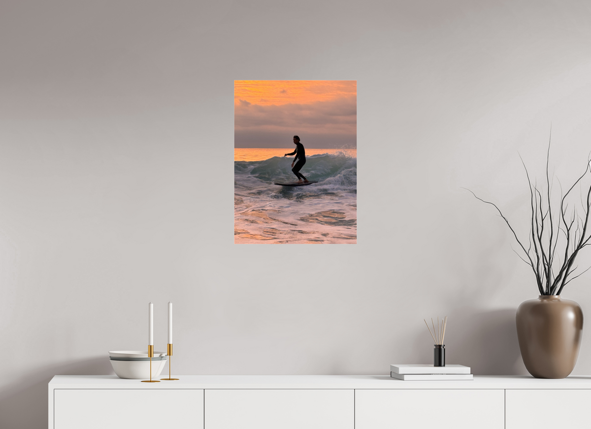 18 x 24″, Photo Print Under Acrylic Glass "Free Ride" Sunset Surf Photography