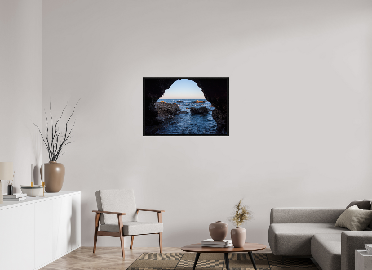 36 x 24″, Floater Frame "Peering Out" Sea Cave Photograph
