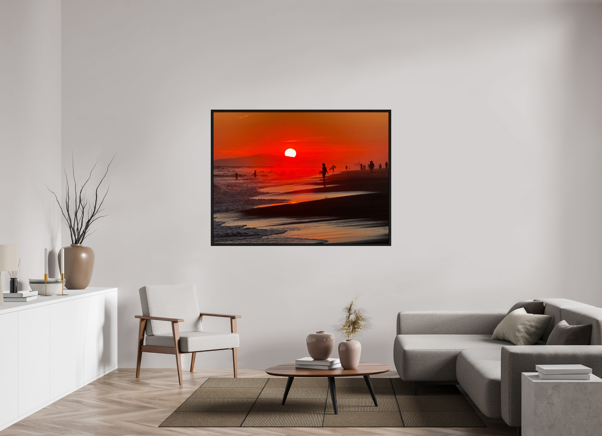 60 x 45″, Floater Frame Newport Beach Glow II Sunset Photography