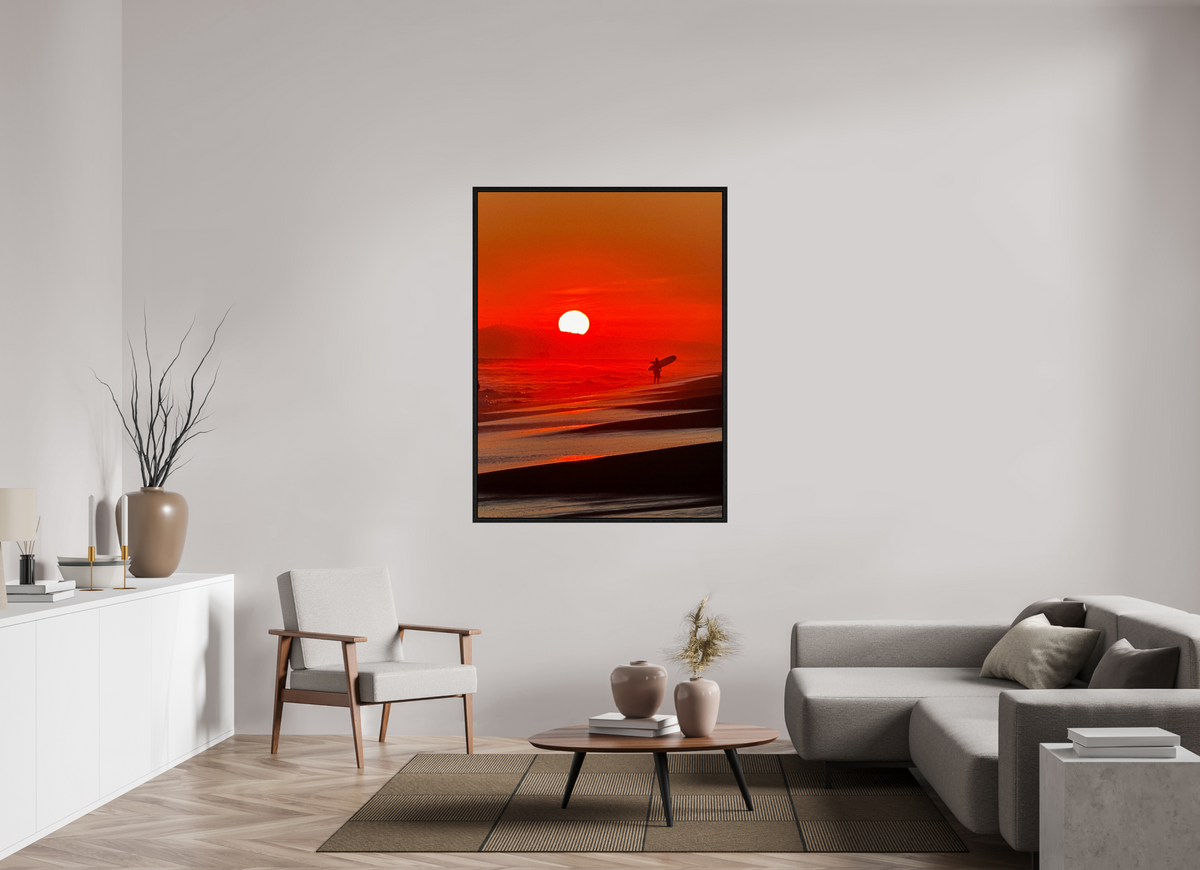 42 x 56″, Floater Frame Newport Beach Glow I Sunset Photography