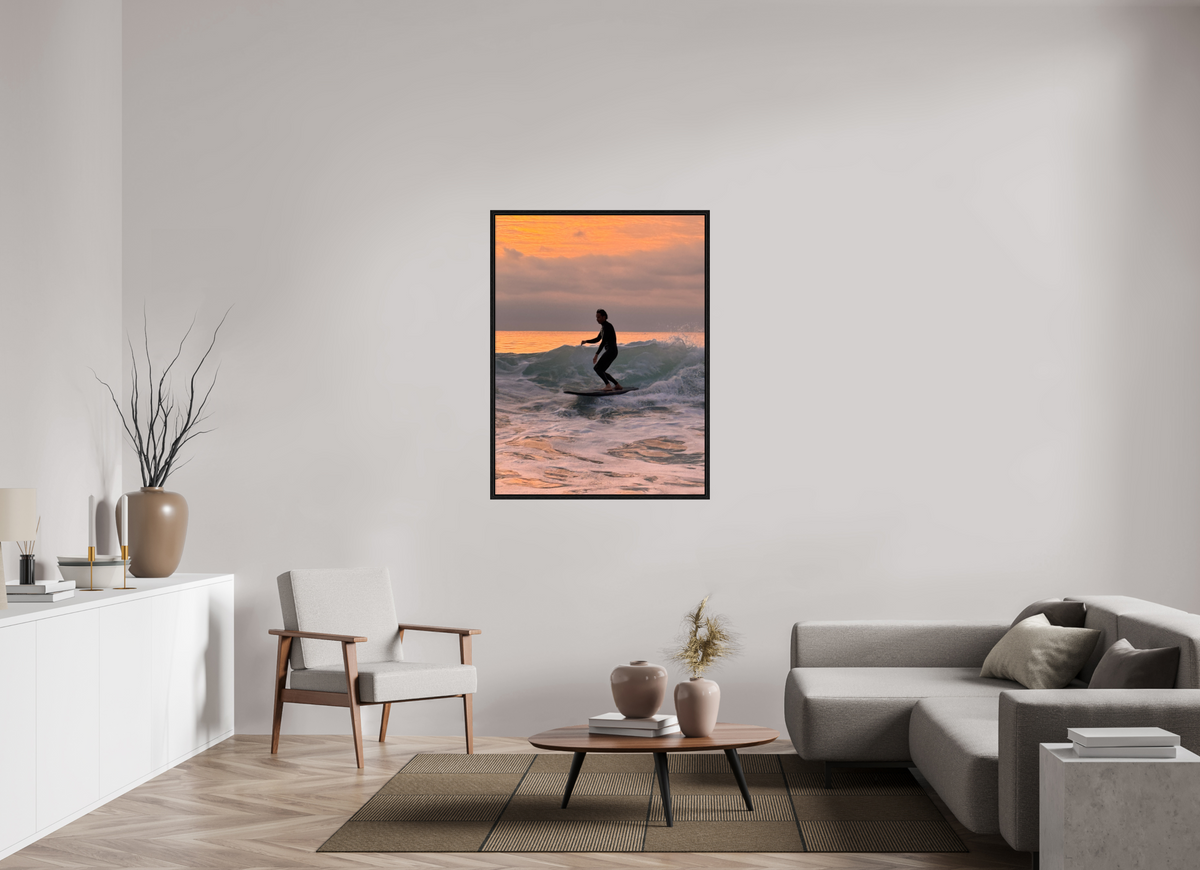 36 x 48″, Floater Frame "Free Ride" Sunset Surf Photography