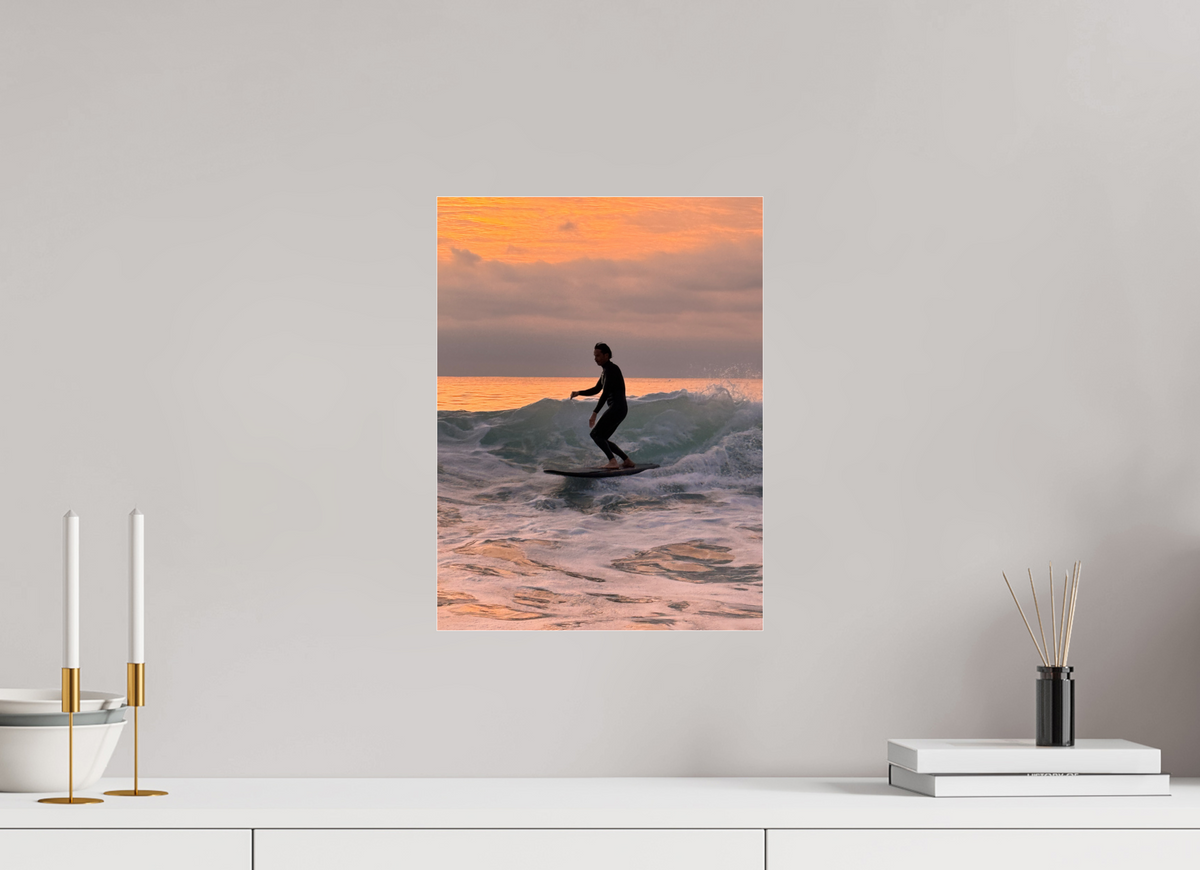 12 x 16″, Photo Print Under Acrylic Glass "Free Ride" Sunset Surf Photography