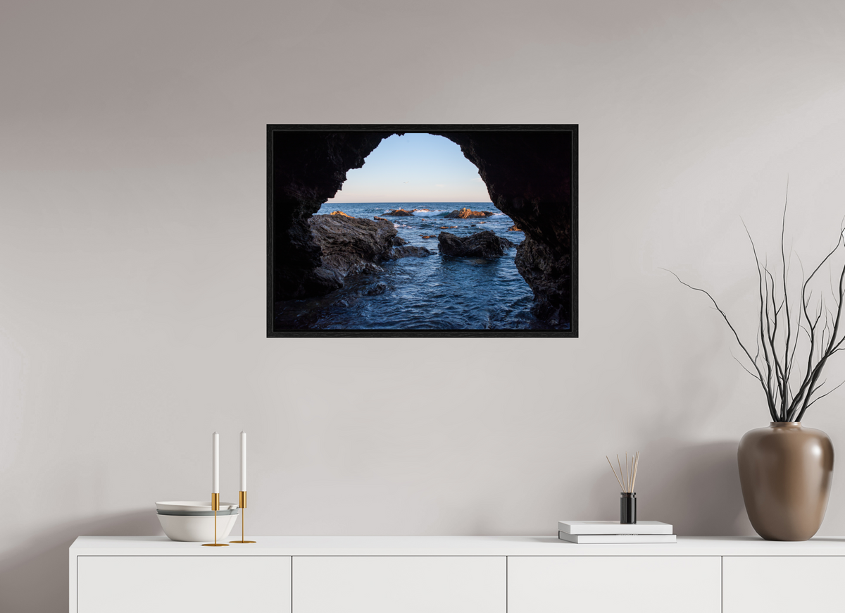 30 x 20″, Floater Frame "Peering Out" Sea Cave Photograph