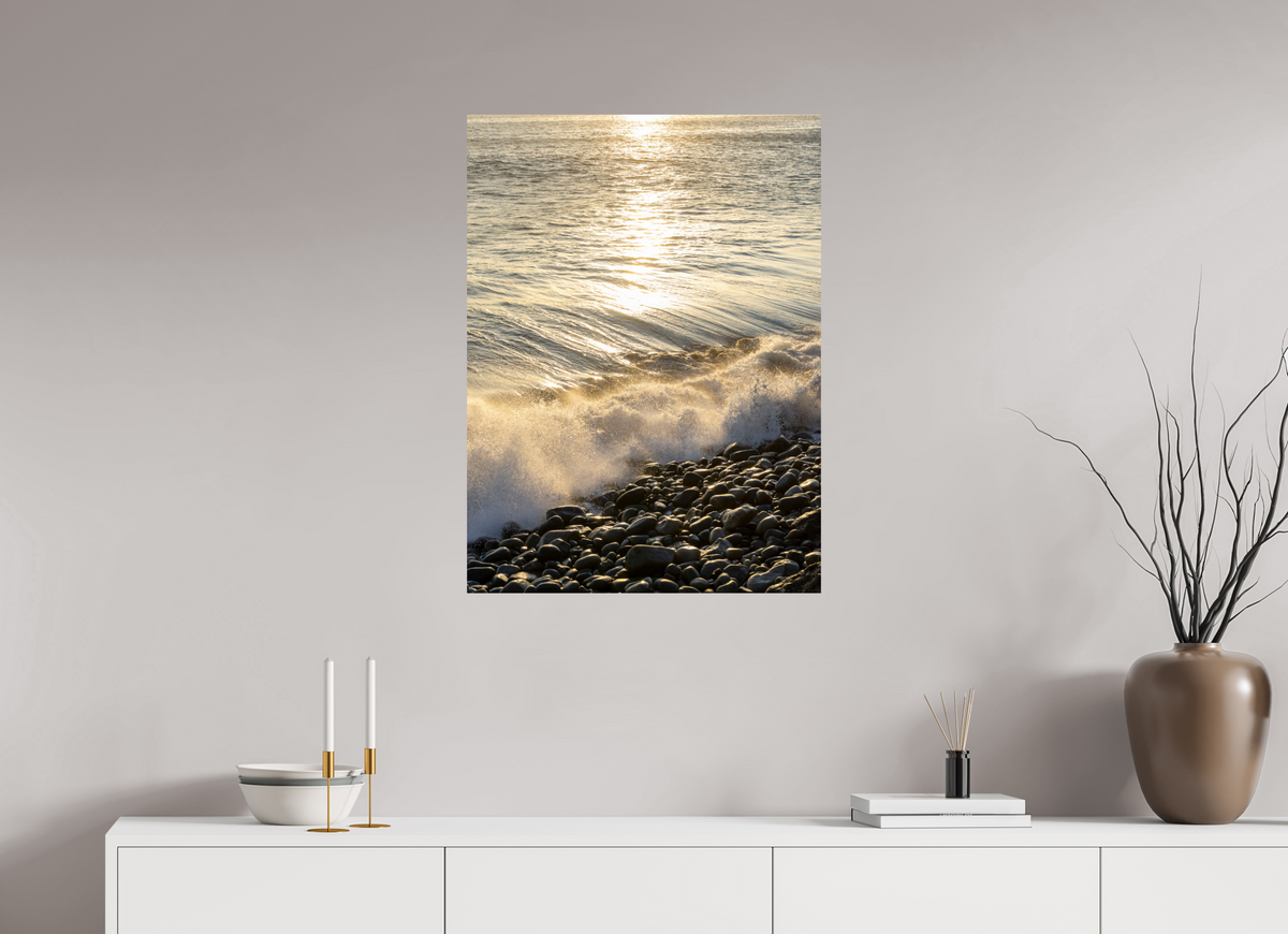 24 x 32.5″, Photo Print On Fuji Crystal DP II Golden Sparkles at Point Dume Sunset Photography
