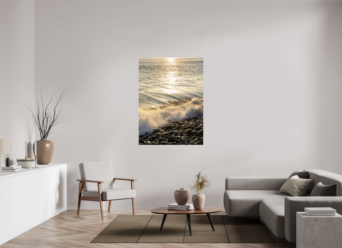 39 x 52.8″, Photo Print Under Acrylic Glass Golden Sparkles at Point Dume Sunset Photography