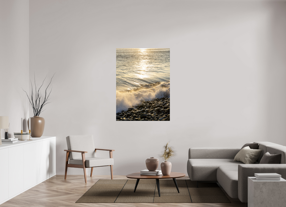 39 x 52.8″, Photo Print On Fuji Crystal DP II Golden Sparkles at Point Dume Sunset Photography