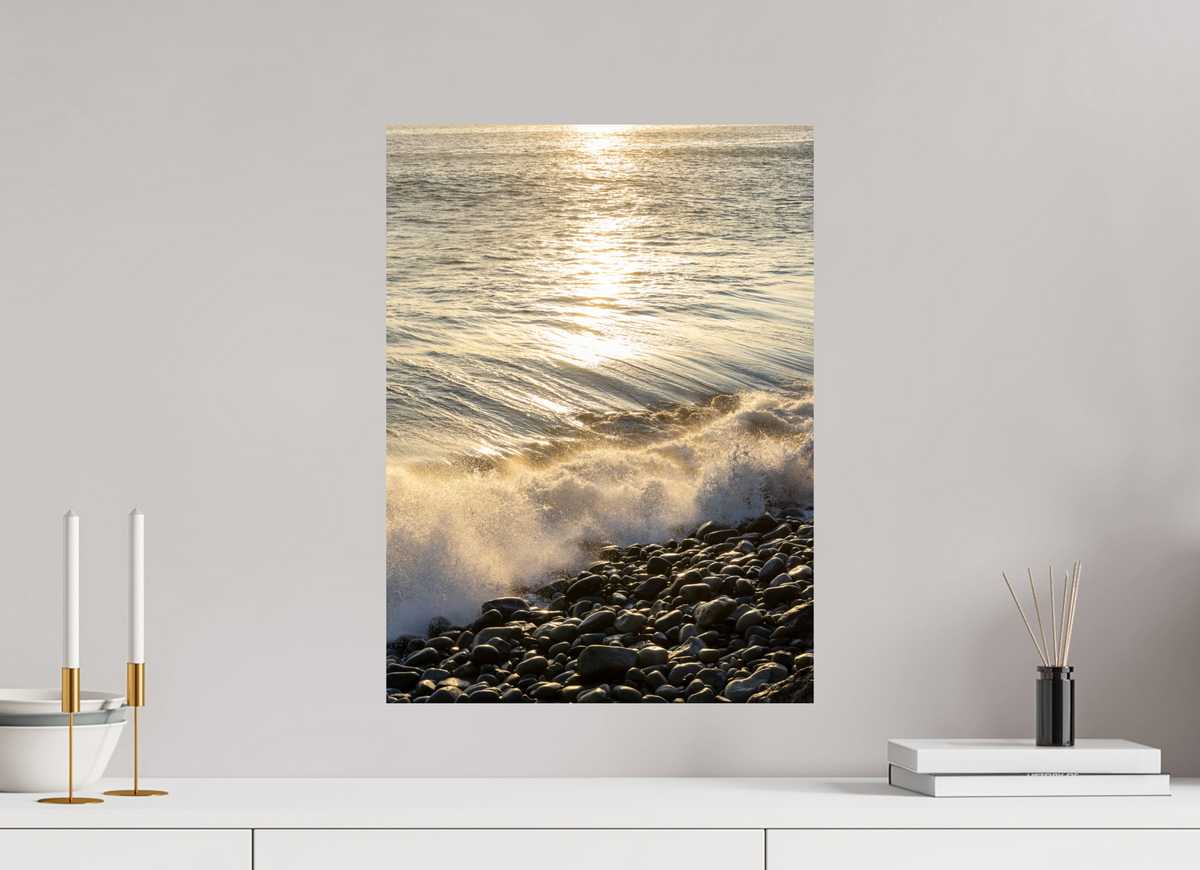 16 x 21.7″, Photo Print On Fuji Crystal DP II Golden Sparkles at Point Dume Sunset Photography