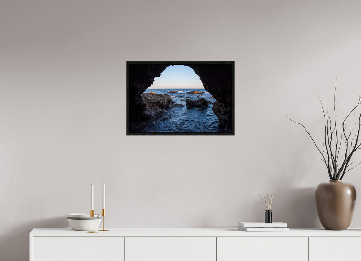 24 x 16″, Floater Frame "Peering Out" Sea Cave Photograph
