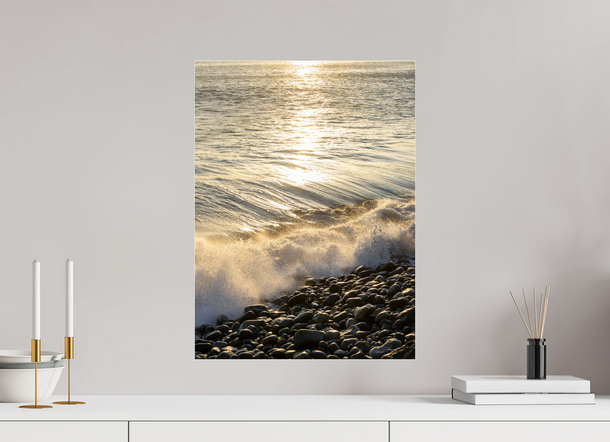 16 x 21.7″, Photo Print Under Acrylic Glass Golden Sparkles at Point Dume Sunset Photography