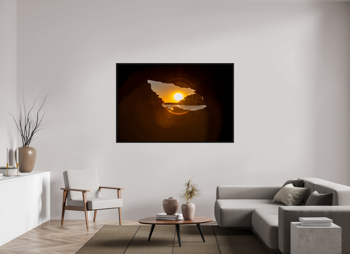66 x 44″, Floater Frame "Hidden View" Newport Beach Sunset Photography