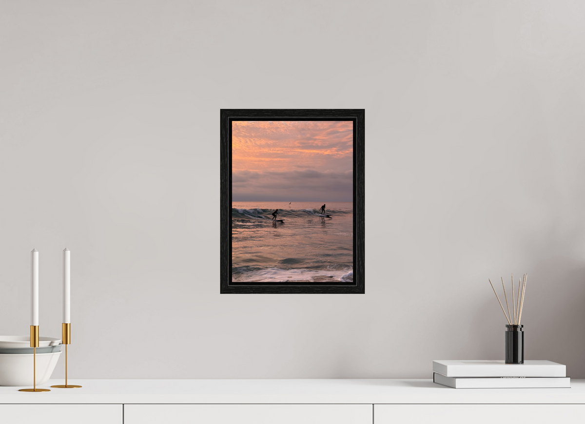 9 x 12″, Floater Frame "Couples the Surf Together..." Sunset Surf Photography