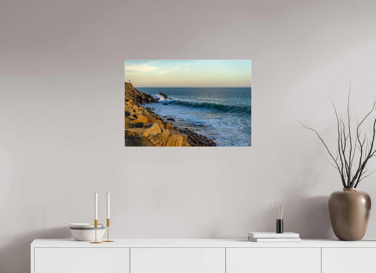 29.2 x 20″, Photo Print Under Acrylic Glass Out on the Horizon Golden Glow Ocean Photography
