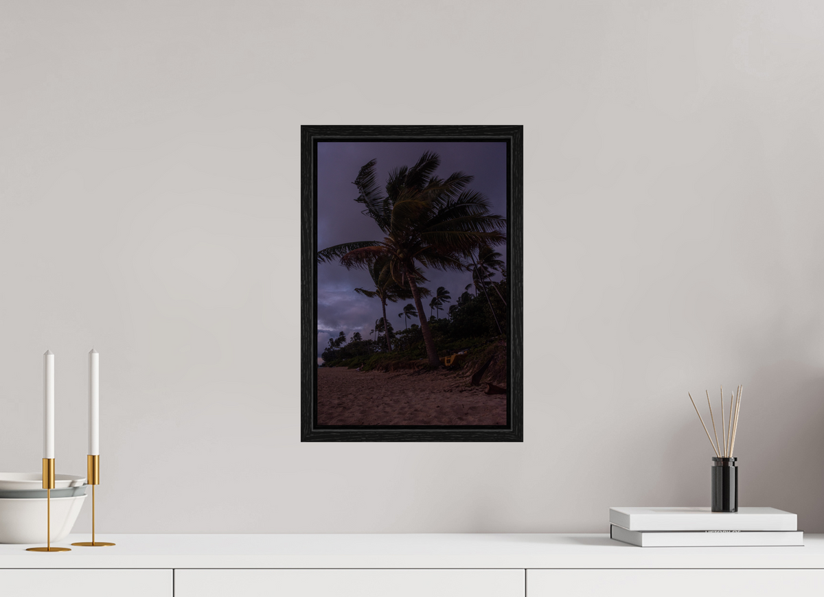 10 x 15″, Floater Frame Palms Blowing in the Wind at Dawn