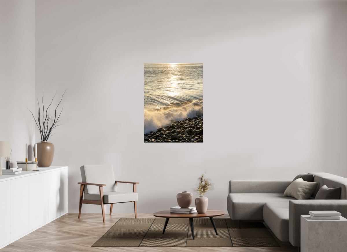 35 x 47.3″, Photo Print Under Acrylic Glass Golden Sparkles at Point Dume Sunset Photography