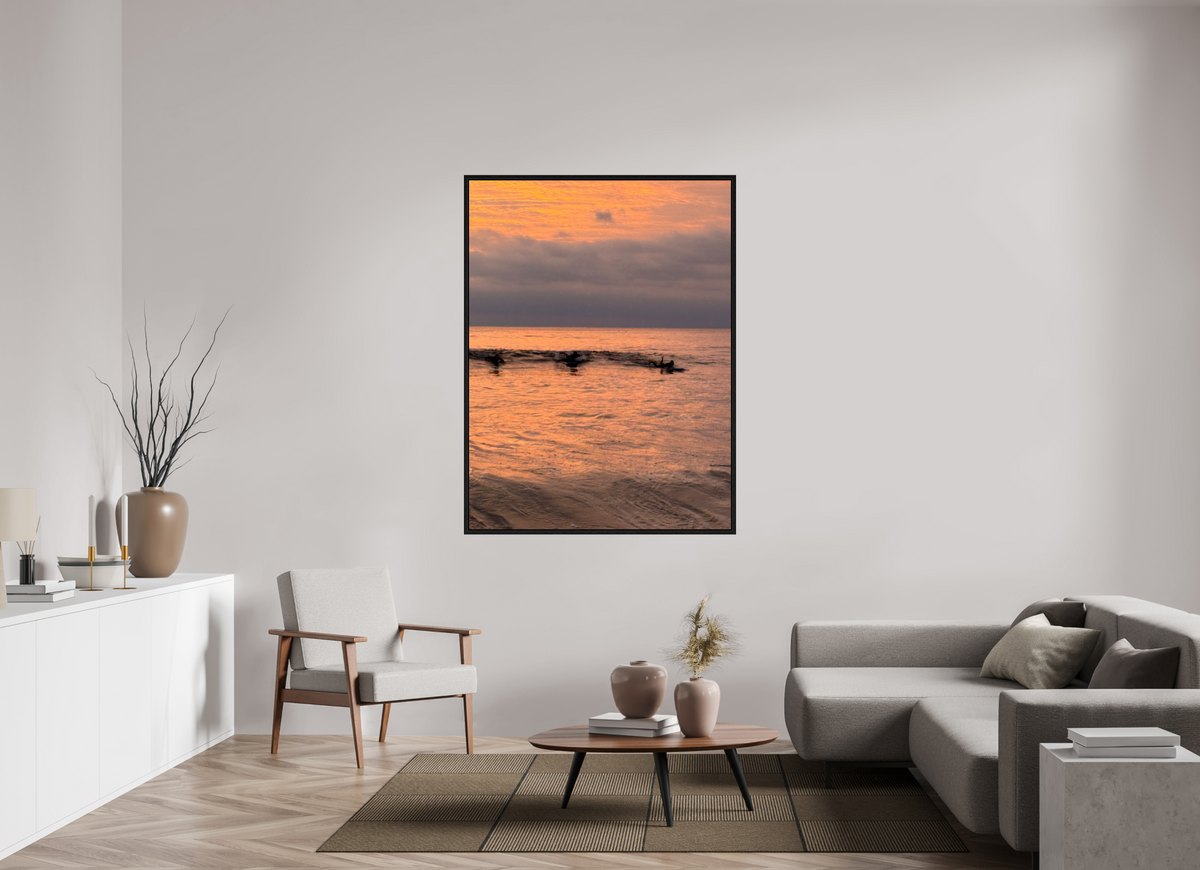 45 x 60″, Floater Frame "Take Off" Sunset Surf Photography