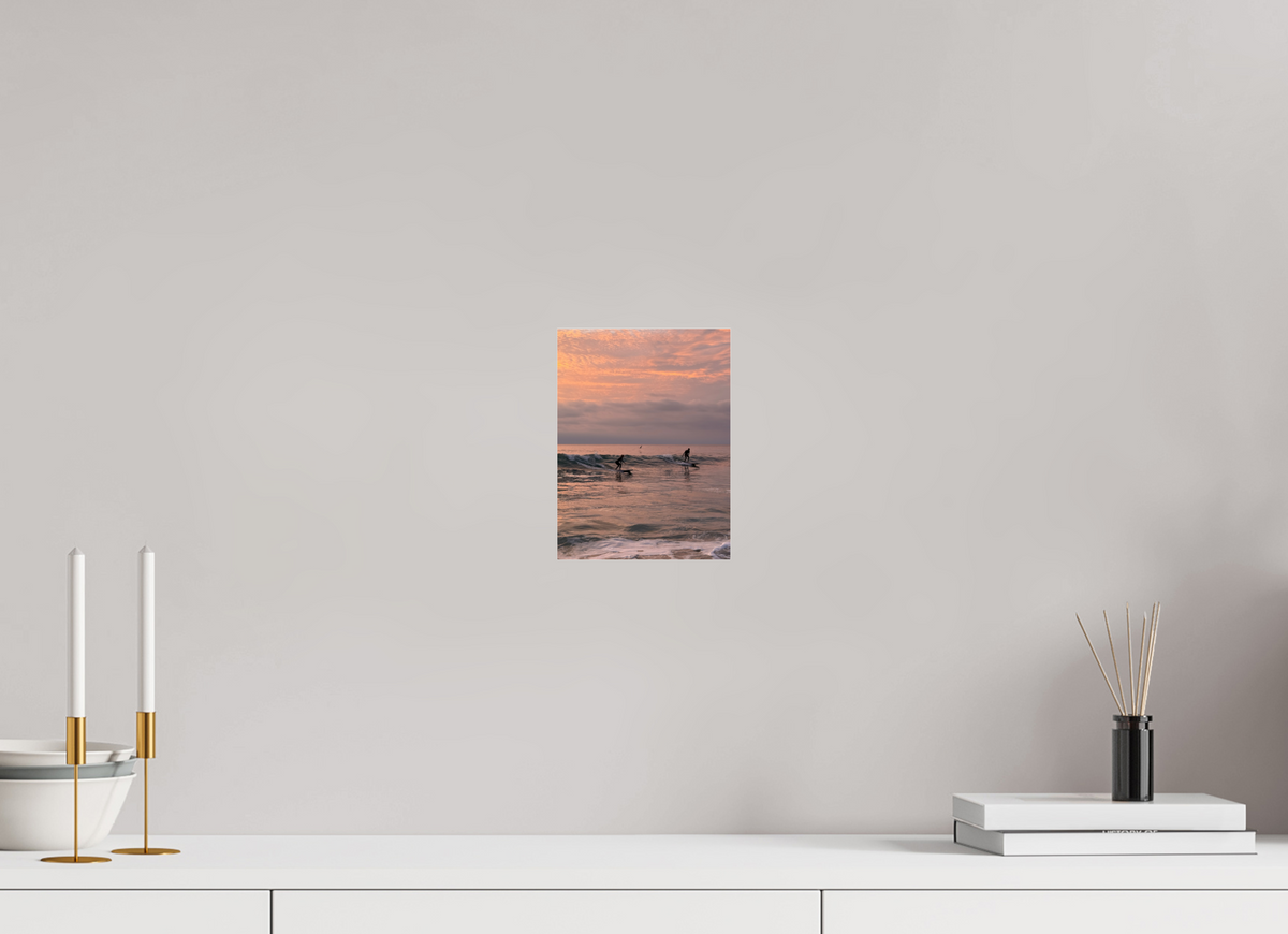 6 x 8″, Photo Print Under Acrylic Glass "Couples the Surf Together..." Sunset Surf Photography