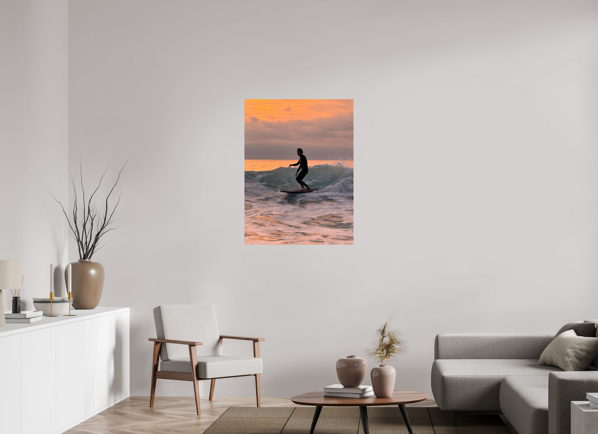 30 x 40″, Photo Print On Fuji Crystal DP II "Free Ride" Sunset Surf Photography