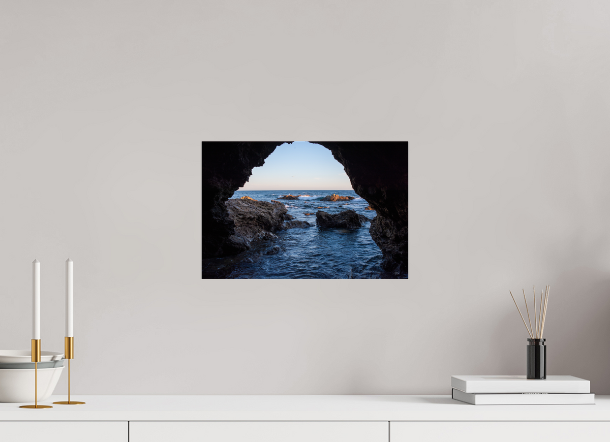 15 x 10″, Photo Print Under Acrylic Glass "Peering Out" Sea Cave Photograph