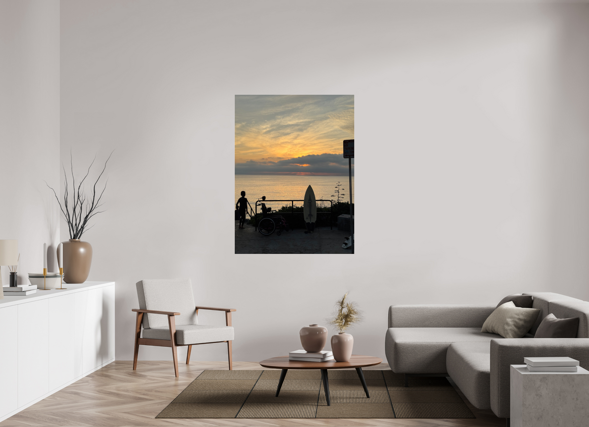 42 x 56″, Photo Print Under Acrylic Glass "End of the Day" Sunset Surf Photography