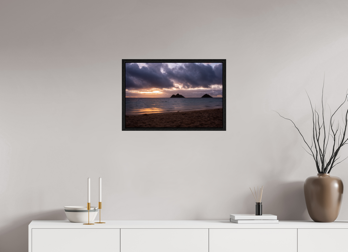 24 x 16″, Floater Frame Golden Treasure Windward Oahu Oceanscape