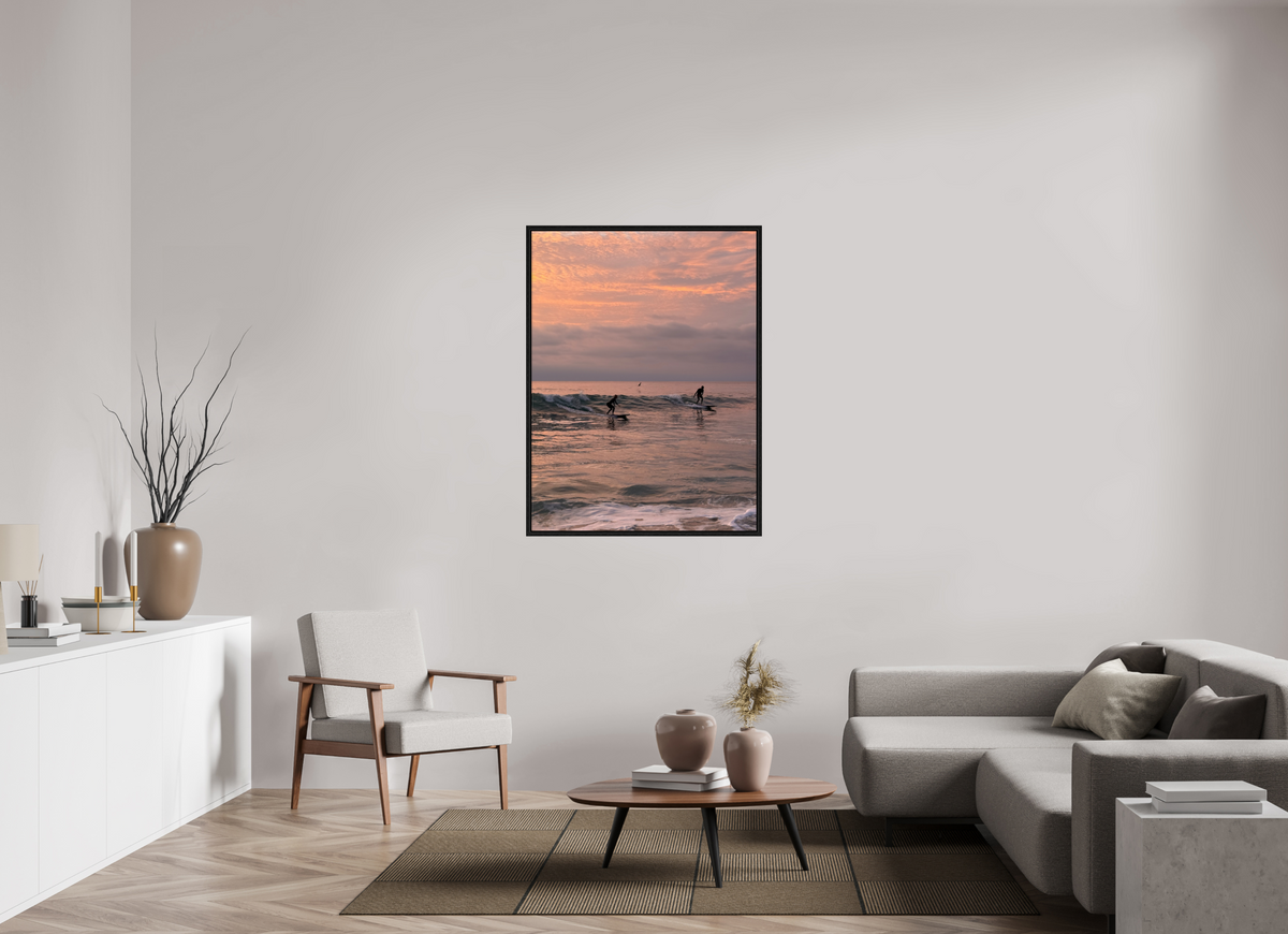 36 x 48″, Floater Frame "Couples the Surf Together..." Sunset Surf Photography