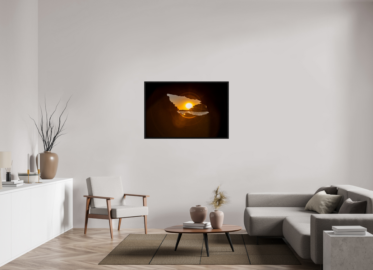 45 x 30″, Floater Frame "Hidden View" Newport Beach Sunset Photography