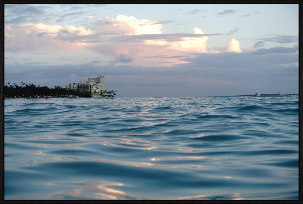 Main image in the Water at Sunset-Photograph from the ocean at sunset in Waikiki