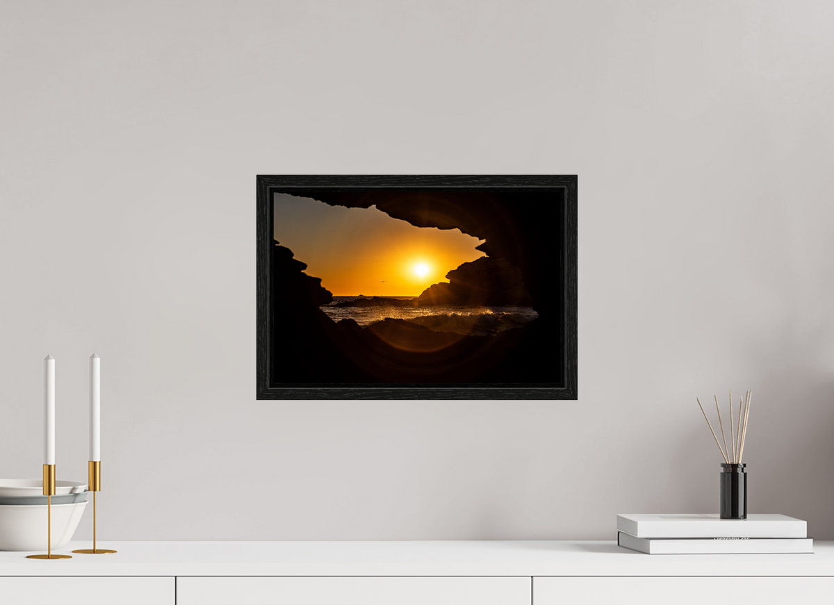 15 x 10″, Floater Frame "Hidden View II" Crystal Cove Sunset Photography