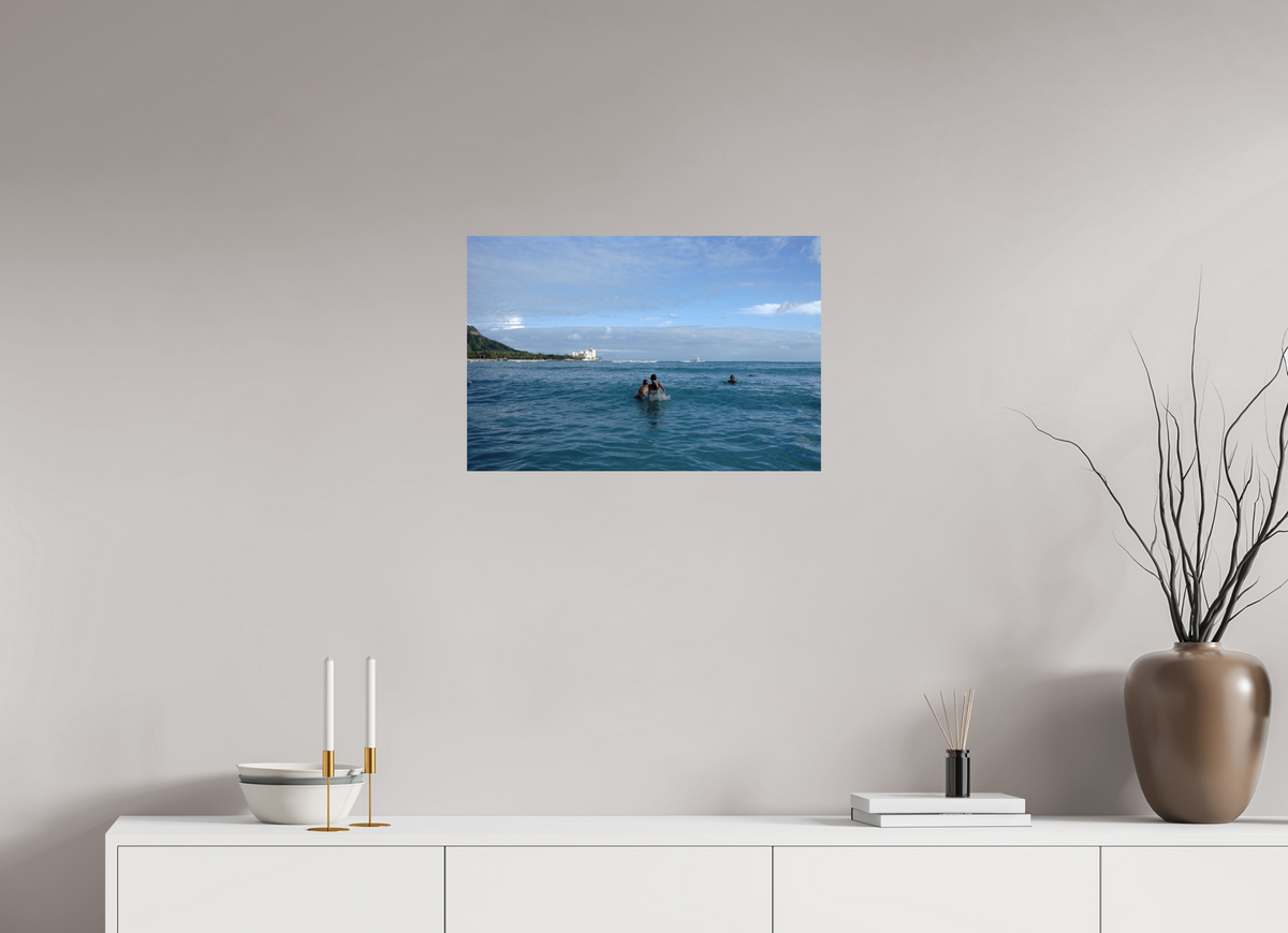 24 x 16″, Photo Print On Fuji Crystal DP II Kids in the Water at Sunset in Waikiki