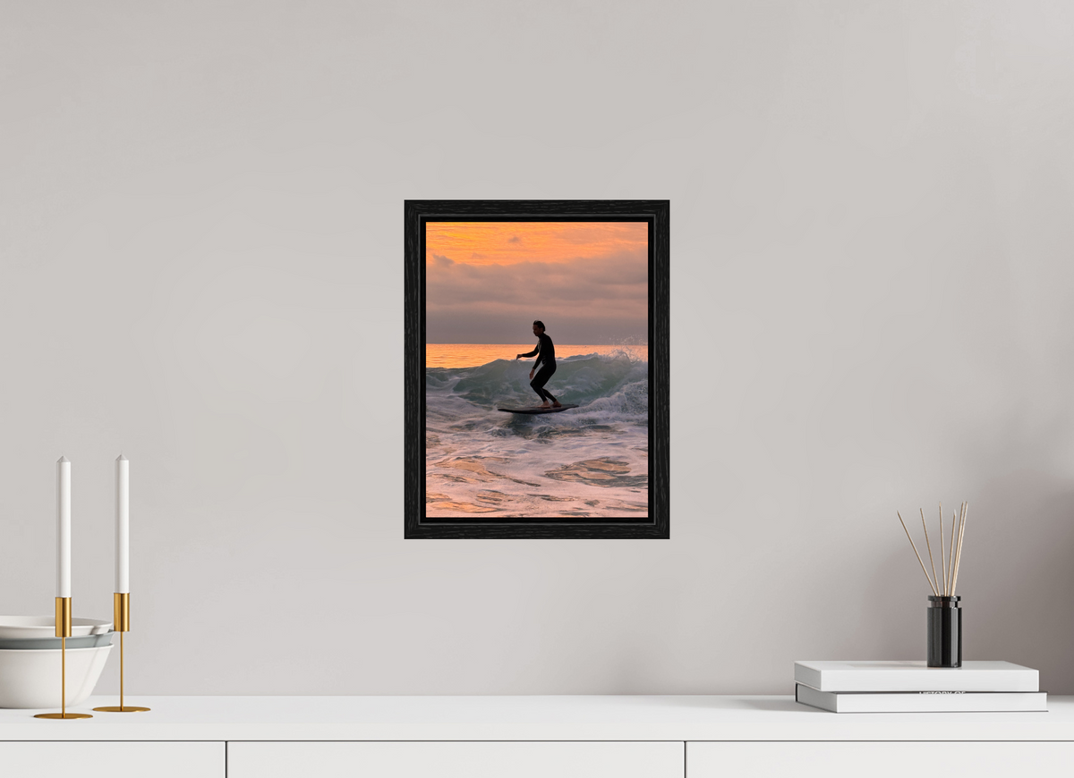9 x 12″, Floater Frame "Free Ride" Sunset Surf Photography