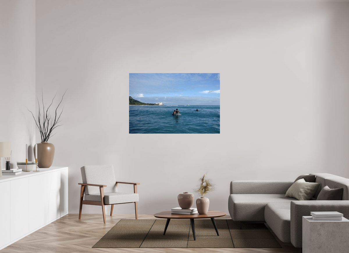 54 x 36″, Photo Print On Fuji Crystal DP II Kids in the Water at Sunset in Waikiki
