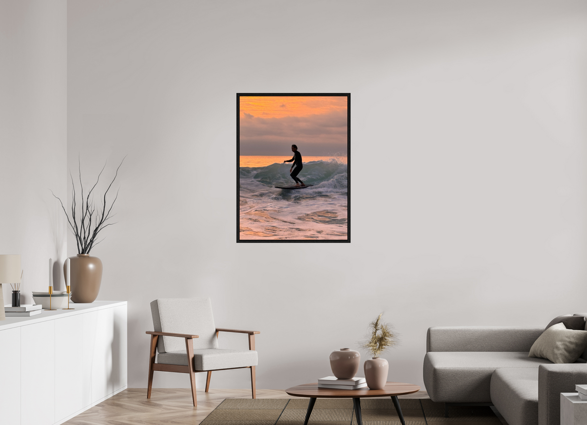 30 x 40″, Floater Frame "Free Ride" Sunset Surf Photography