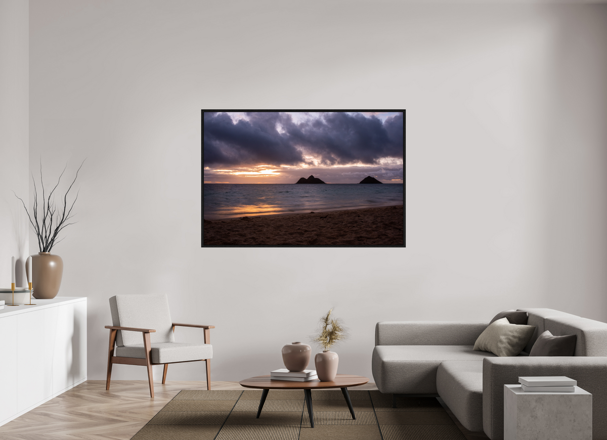 66 x 44″, Floater Frame Golden Treasure Windward Oahu Oceanscape
