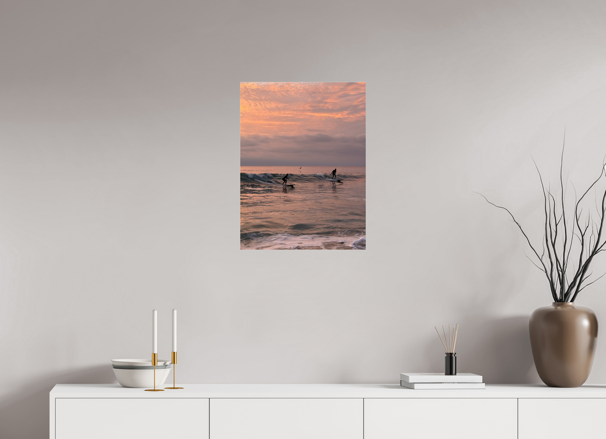 18 x 24″, Photo Print Under Acrylic Glass "Couples the Surf Together..." Sunset Surf Photography