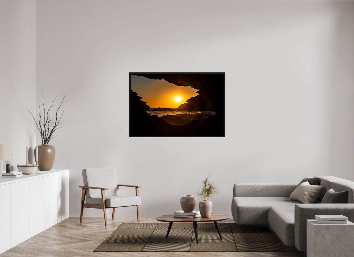 54 x 36″, Floater Frame "Hidden View II" Crystal Cove Sunset Photography