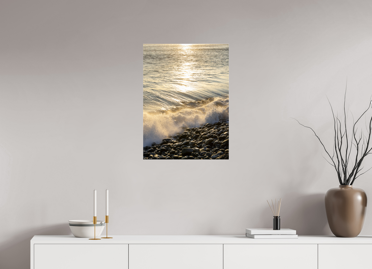 20 x 27″, Photo Print Under Acrylic Glass Golden Sparkles at Point Dume Sunset Photography
