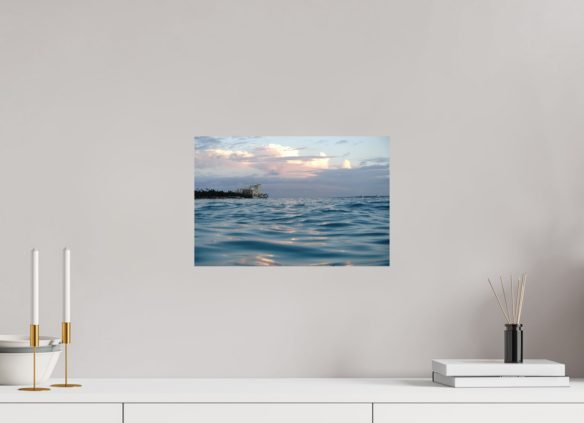 15 x 10″, Photo Print On Fuji Crystal DP II in the Water at Sunset-Photograph from the ocean at sunset in Waikiki