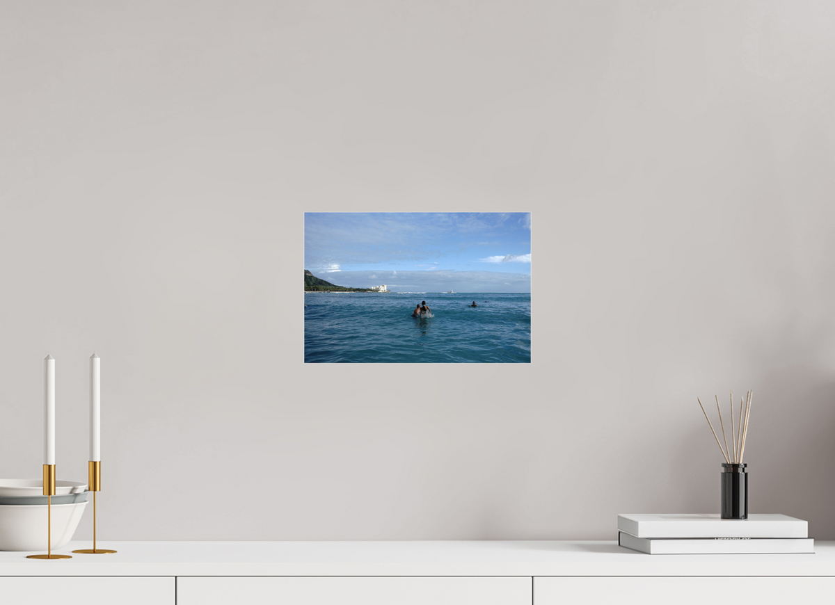 12 x 8″, Photo Print Under Acrylic Glass Kids in the Water at Sunset in Waikiki