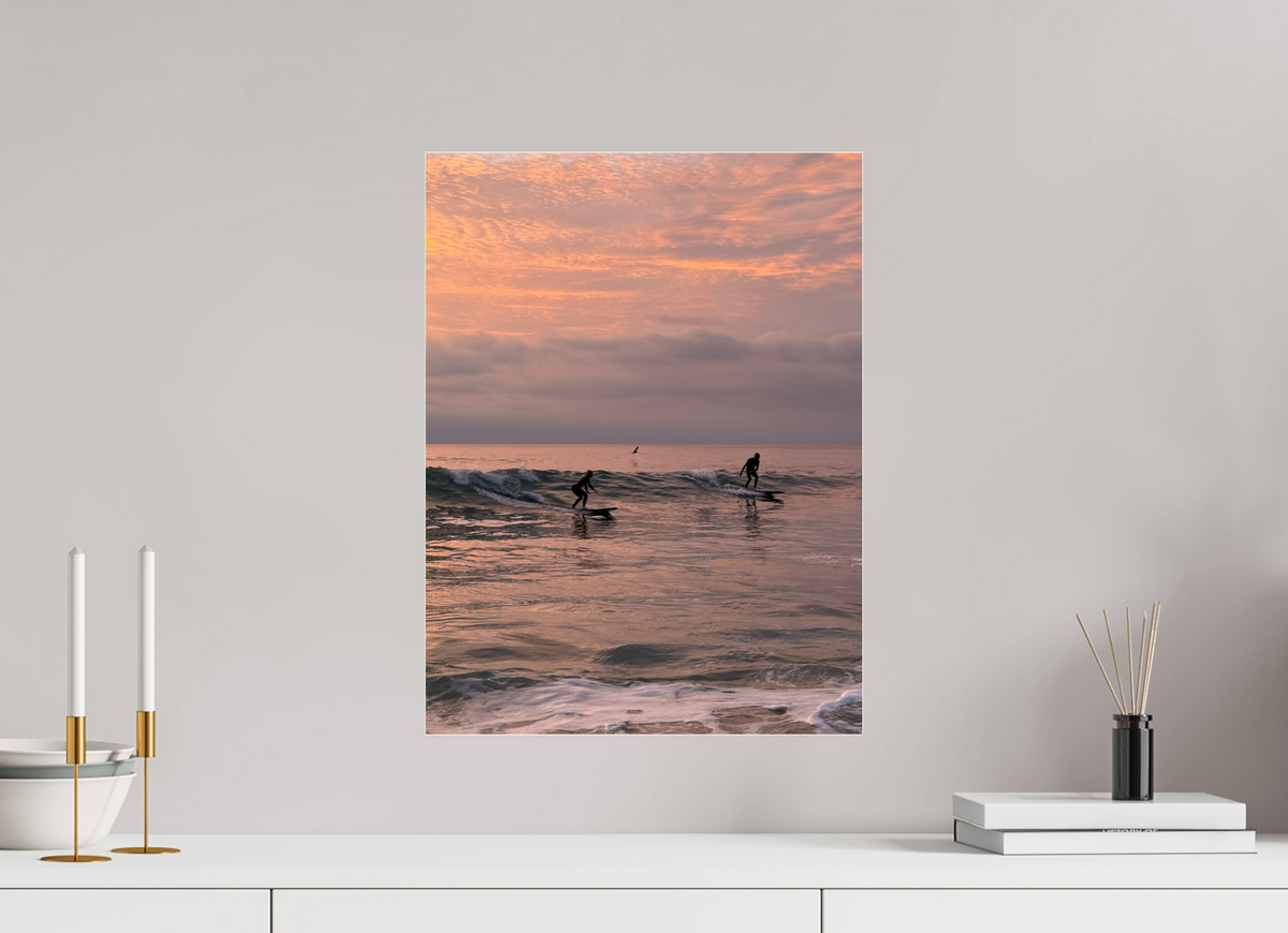 15 x 20″, Photo Print Under Acrylic Glass "Couples the Surf Together..." Sunset Surf Photography