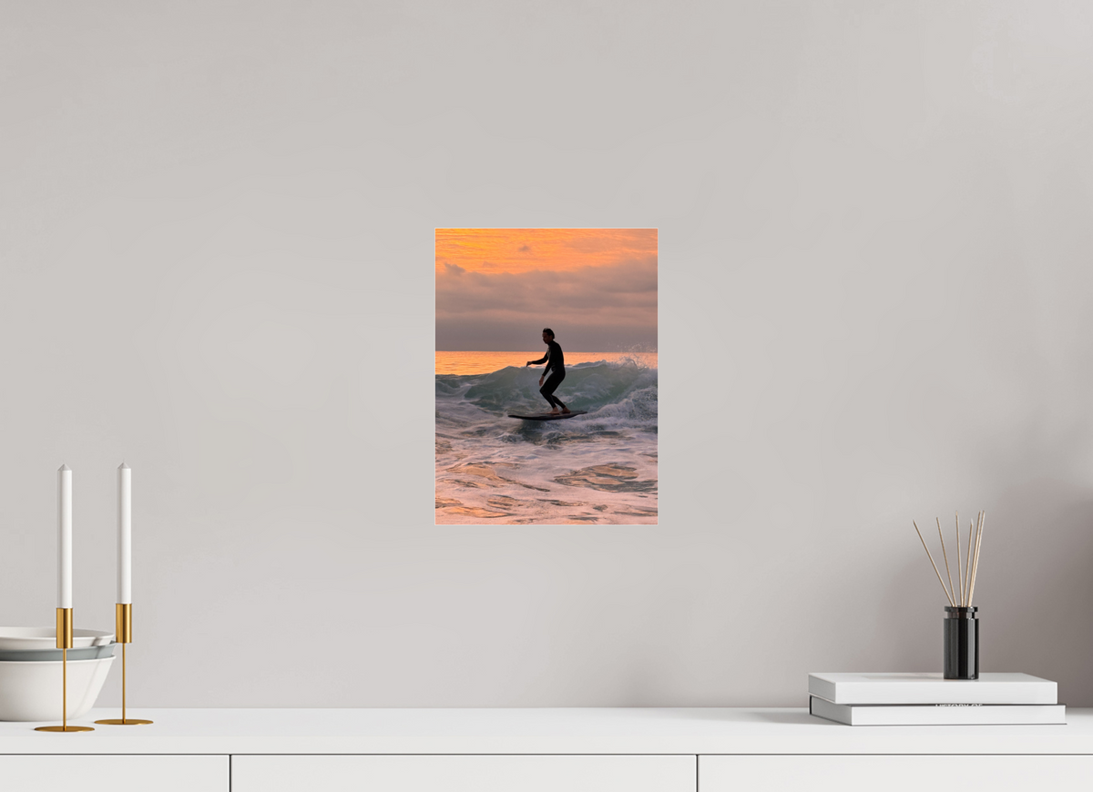 9 x 12″, Photo Print Under Acrylic Glass "Free Ride" Sunset Surf Photography