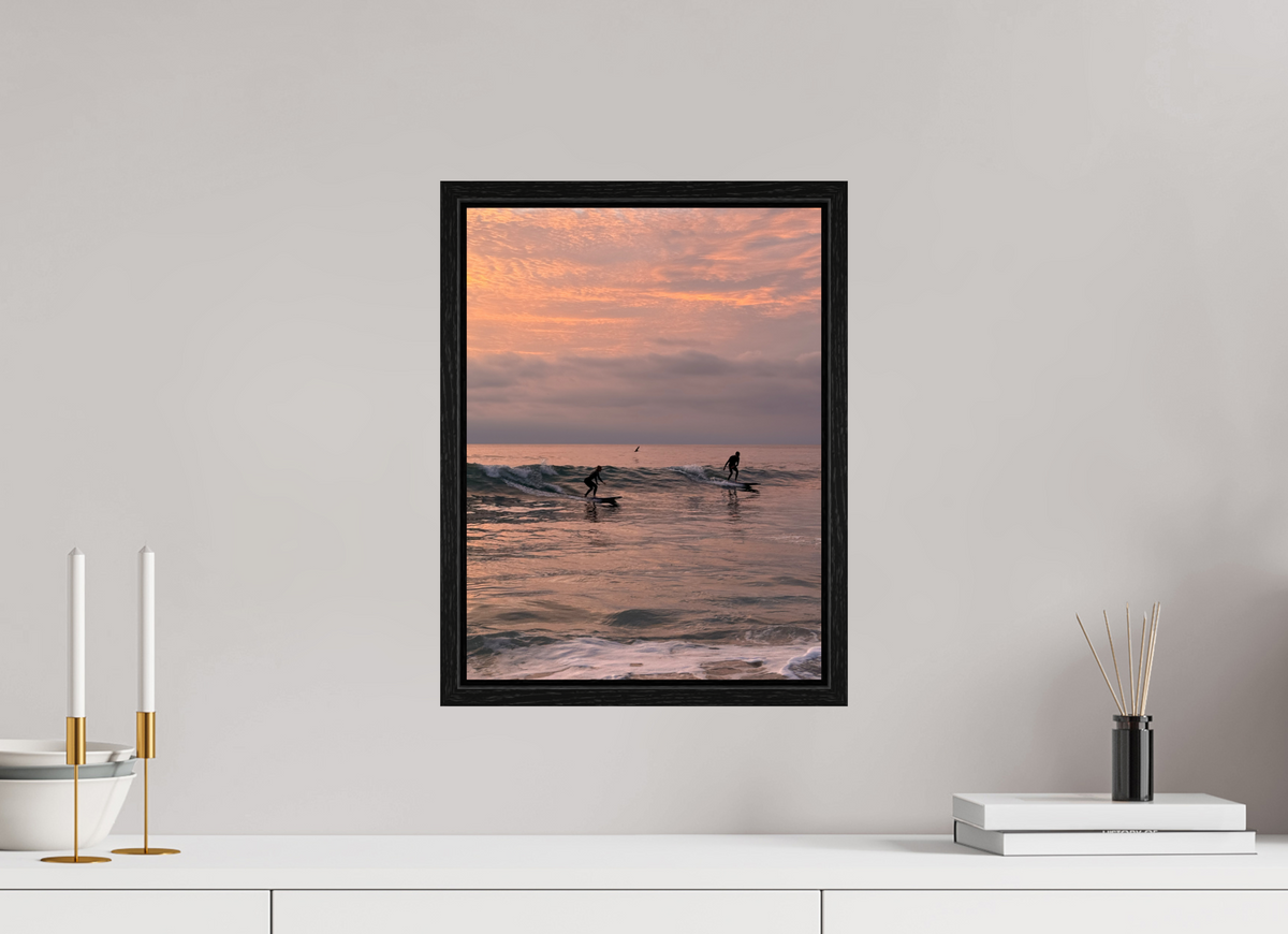12 x 16″, Floater Frame "Couples the Surf Together..." Sunset Surf Photography