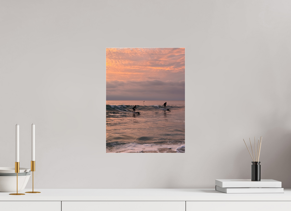 12 x 16″, Photo Print Under Acrylic Glass "Couples the Surf Together..." Sunset Surf Photography