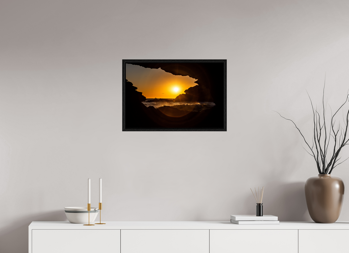 24 x 16″, Floater Frame "Hidden View II" Crystal Cove Sunset Photography