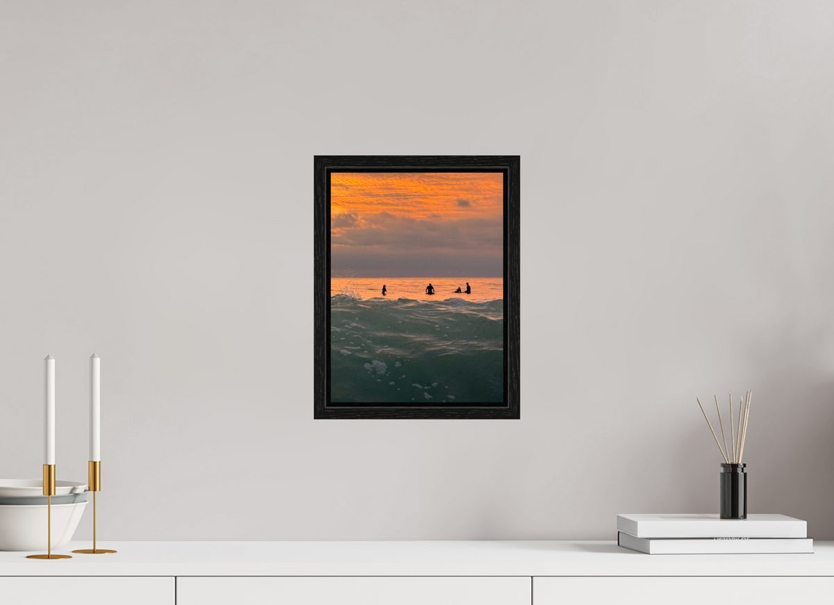 9 x 12″, Floater Frame Let's Meet at Sunset-Sunset Surf Photography