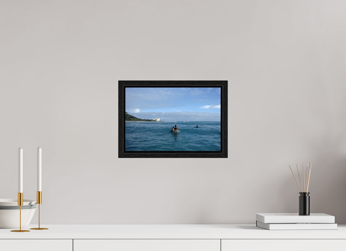 12 x 8″, Floater Frame Kids in the Water at Sunset in Waikiki