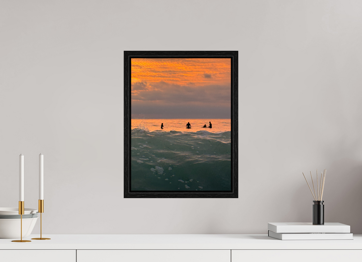 12 x 16″, Floater Frame Let's Meet at Sunset-Sunset Surf Photography