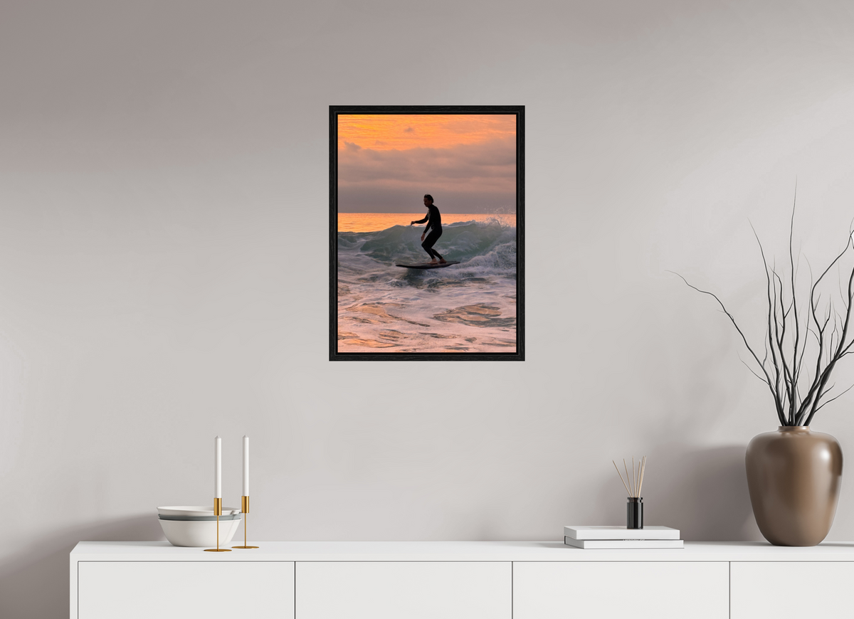 18 x 24″, Floater Frame "Free Ride" Sunset Surf Photography
