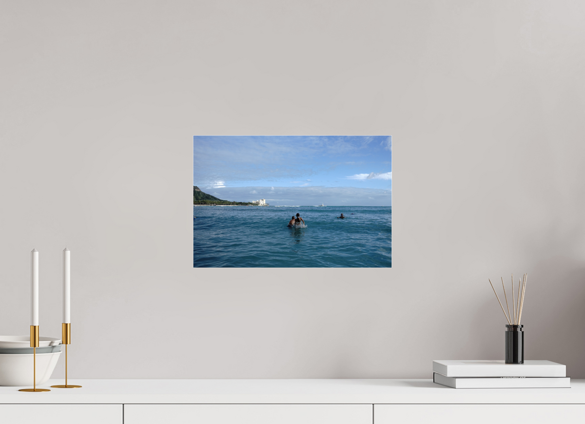 15 x 10″, Photo Print Under Acrylic Glass Kids in the Water at Sunset in Waikiki